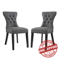 Modway EEI-3327-GRY Silhouette Dining Side Chairs Upholstered Fabric Set of 2