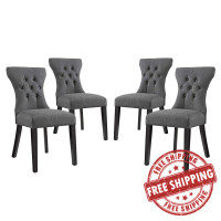 Modway EEI-3328-GRY Silhouette Dining Side Chairs Upholstered Fabric Set of 4