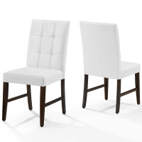 Modway EEI-3336-WHI Promulgate Biscuit Tufted Upholstered Faux Leather Dining Side Chair Set of 2
