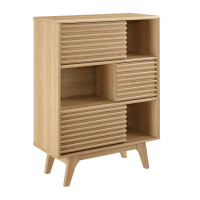 Modway EEI-3343-OAK Render Three-Tier Display Storage Cabinet Stand Oak