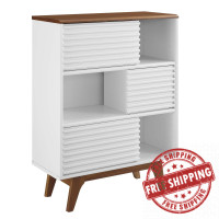 Modway EEI-3343-WAL-WHI Render Three-Tier Display Storage Cabinet Stand Walnut White