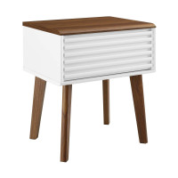 Modway EEI-3345-WAL-WHI Render End Table Walnut White