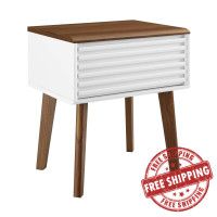 Modway EEI-3345-WAL-WHI Render End Table Walnut White