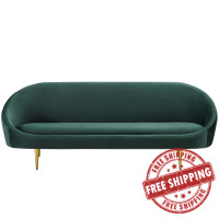 Modway EEI-3349-GRN Sublime Vertical Curve Back Performance Velvet Sofa