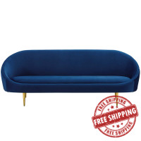 Modway EEI-3349-NAV Sublime Vertical Curve Back Performance Velvet Sofa