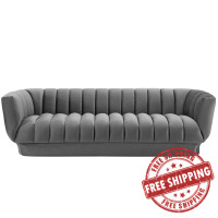 Modway EEI-3351-GRY Entertain Vertical Channel Tufted Performance Velvet Sofa