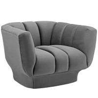 Modway EEI-3352-GRY Entertain Vertical Channel Tufted Performance Velvet Armchair