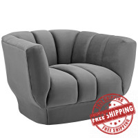Modway EEI-3352-GRY Entertain Vertical Channel Tufted Performance Velvet Armchair