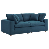 Modway EEI-3354-AZU Commix Down Filled Overstuffed 2 Piece Sectional Sofa Set
