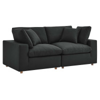 Modway EEI-3354-BLK Commix Down Filled Overstuffed 2 Piece Sectional Sofa Set Black