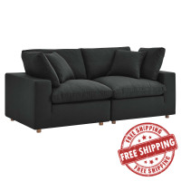 Modway EEI-3354-BLK Commix Down Filled Overstuffed 2 Piece Sectional Sofa Set Black