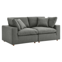 Modway EEI-3354-GRY Commix Down Filled Overstuffed 2 Piece Sectional Sofa Set