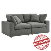 Modway EEI-3354-GRY Commix Down Filled Overstuffed 2 Piece Sectional Sofa Set