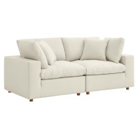 Modway EEI-3354-LBG Commix Down Filled Overstuffed 2 Piece Sectional Sofa Set Light Beige