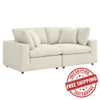 Modway EEI-3354-LBG Commix Down Filled Overstuffed 2 Piece Sectional Sofa Set Light Beige