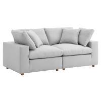 Modway EEI-3354-LGR Commix Down Filled Overstuffed 2 Piece Sectional Sofa Set Light Gray