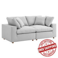 Modway EEI-3354-LGR Commix Down Filled Overstuffed 2 Piece Sectional Sofa Set Light Gray