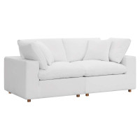 Modway EEI-3354-PUW Commix Down Filled Overstuffed 2 Piece Sectional Sofa Set Pure White