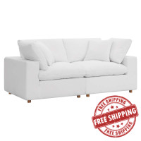 Modway EEI-3354-PUW Commix Down Filled Overstuffed 2 Piece Sectional Sofa Set Pure White