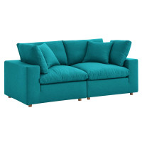 Modway EEI-3354-TEA Commix Down Filled Overstuffed 2 Piece Sectional Sofa Set