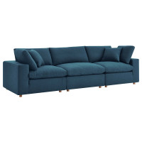 Modway EEI-3355-AZU Commix Down Filled Overstuffed 3 Piece Sectional Sofa Set