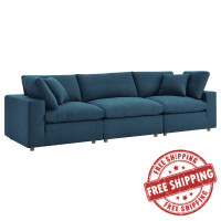 Modway EEI-3355-AZU Commix Down Filled Overstuffed 3 Piece Sectional Sofa Set