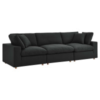 Modway EEI-3355-BLK Commix Down Filled Overstuffed 3 Piece Sectional Sofa Set Black