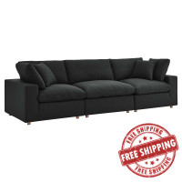 Modway EEI-3355-BLK Commix Down Filled Overstuffed 3 Piece Sectional Sofa Set Black