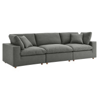 Modway EEI-3355-GRY Commix Down Filled Overstuffed 3 Piece Sectional Sofa Set