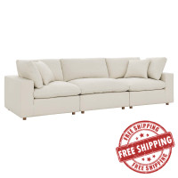 Modway EEI-3355-LBG Commix Down Filled Overstuffed 3 Piece Sectional Sofa Set Light Beige