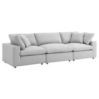 Modway EEI-3355-LGR Commix Down Filled Overstuffed 3 Piece Sectional Sofa Set Light Gray