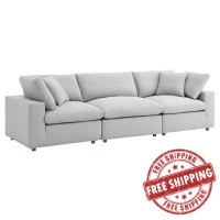 Modway EEI-3355-LGR Commix Down Filled Overstuffed 3 Piece Sectional Sofa Set Light Gray