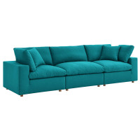 Modway EEI-3355-TEA Commix Down Filled Overstuffed 3 Piece Sectional Sofa Set