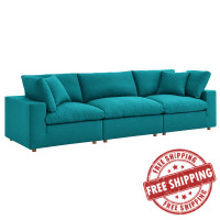 Modway EEI-3355-TEA Commix Down Filled Overstuffed 3 Piece Sectional Sofa Set