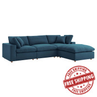 Modway EEI-3356-AZU Commix Down Filled Overstuffed 4 Piece Sectional Sofa Set