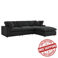 Modway EEI-3356-BLK Commix Down Filled Overstuffed 4 Piece Sectional Sofa Set Black