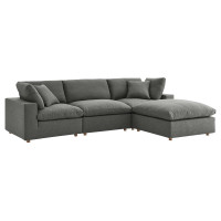 Modway EEI-3356-GRY Commix Down Filled Overstuffed 4 Piece Sectional Sofa Set