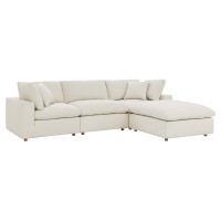 Modway EEI-3356-LBG Commix Down Filled Overstuffed 4 Piece Sectional Sofa Set Light Beige
