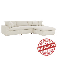 Modway EEI-3356-LBG Commix Down Filled Overstuffed 4 Piece Sectional Sofa Set Light Beige