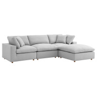 Modway EEI-3356-LGR Commix Down Filled Overstuffed 4 Piece Sectional Sofa Set Light Gray