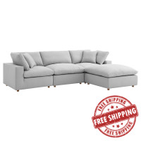 Modway EEI-3356-LGR Commix Down Filled Overstuffed 4 Piece Sectional Sofa Set Light Gray
