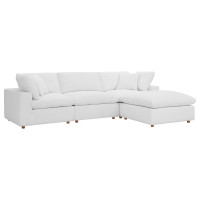 Modway EEI-3356-PUW Commix Down Filled Overstuffed 4 Piece Sectional Sofa Set Pure White
