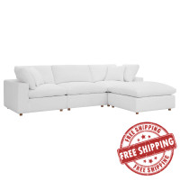 Modway EEI-3356-PUW Commix Down Filled Overstuffed 4 Piece Sectional Sofa Set Pure White