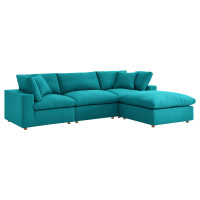 Modway EEI-3356-TEA Commix Down Filled Overstuffed 4 Piece Sectional Sofa Set