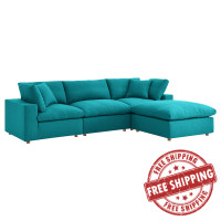 Modway EEI-3356-TEA Commix Down Filled Overstuffed 4 Piece Sectional Sofa Set