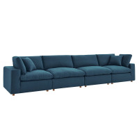 Modway EEI-3357-AZU Commix Down Filled Overstuffed 4 Piece Sectional Sofa Set