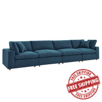 Modway EEI-3357-AZU Commix Down Filled Overstuffed 4 Piece Sectional Sofa Set