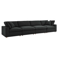Modway EEI-3357-BLK Commix Down Filled Overstuffed 4 Piece Sectional Sofa Set Black