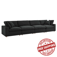 Modway EEI-3357-BLK Commix Down Filled Overstuffed 4 Piece Sectional Sofa Set Black