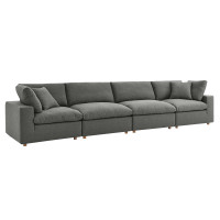 Modway EEI-3357-GRY Commix Down Filled Overstuffed 4 Piece Sectional Sofa Set